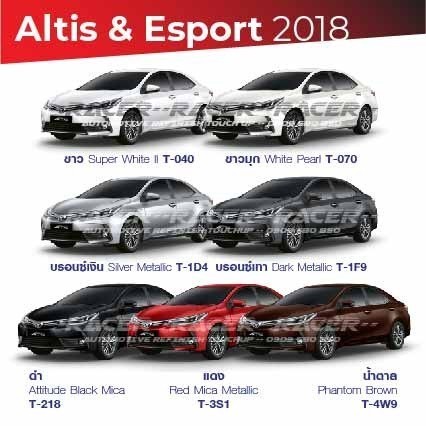 สีแต้มรถ / สีสเปรย์ Toyota Altis 2018 โตโยต้า อัลติส 2018