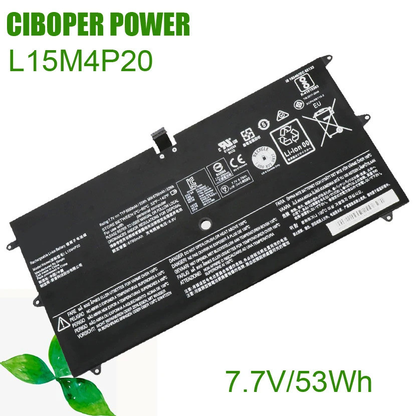 CP แบตเตอรี่แล็ปท็อปของแท้ L15M4P20 7.7V 53Wh สำหรับโยคะ4S โยคะ900S 900S-12ISK
