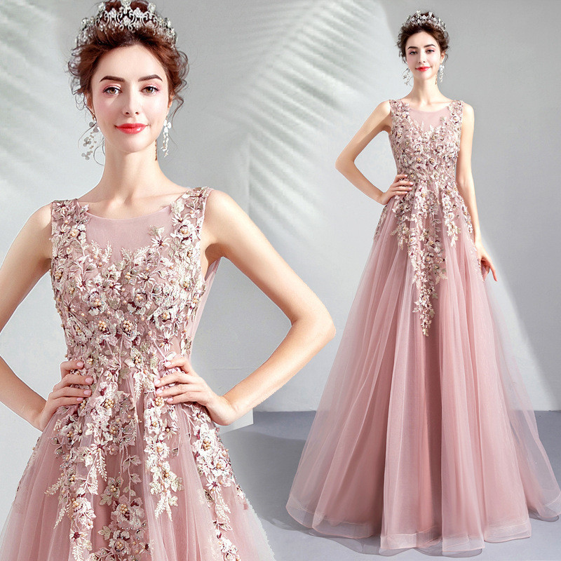 Eaglely elegant high end 2024 womens pink evening dress maxi long ball wedding gown for bride prom m
