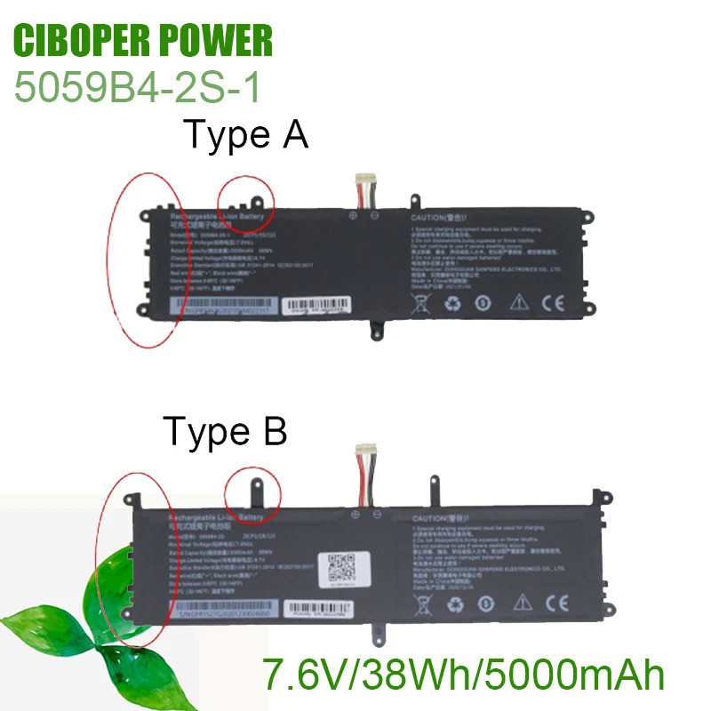 CP ใหม่แบตเตอรี่แล็ปท็อป5059B4-2S 5059B4-2S-1 7.6V 38Wh5000mAh สำหรับ Chuwi GemiBook 13 CWI528 Pro 1