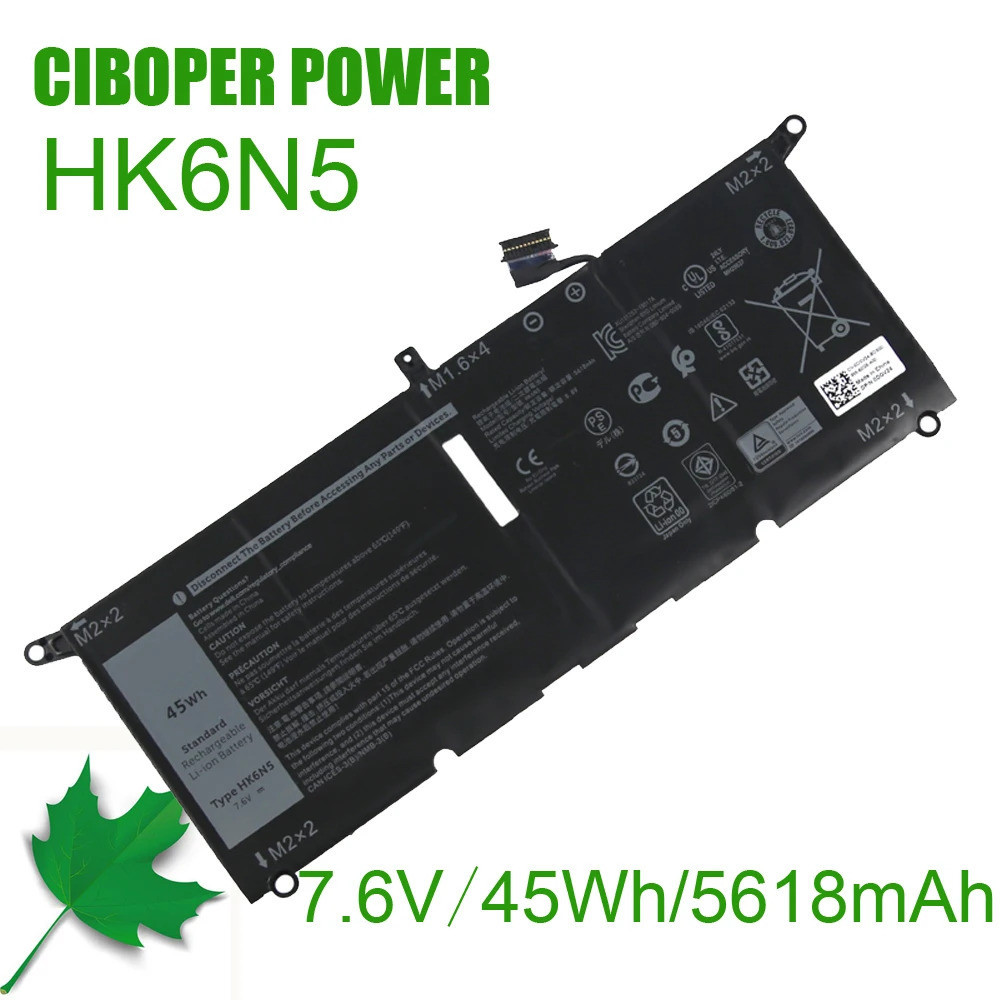 CP ของแท้แบตเตอรี่แล็ปท็อป HK6N5/DXGH8 45Wh /52Wh 0H754V P113G สำหรับ XPS 13 9370 9380 Inspiron 5390