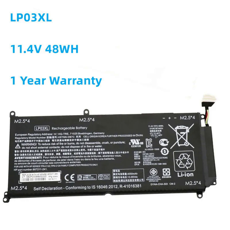 ใหม่ LP03XL 11.4โวลต์48Wh 4050มิลลิแอมป์ชั่วโมงแบตเตอรี่แล็ปท็อปสำหรับ HP Envy 15 15-ae020TX TPN-C12