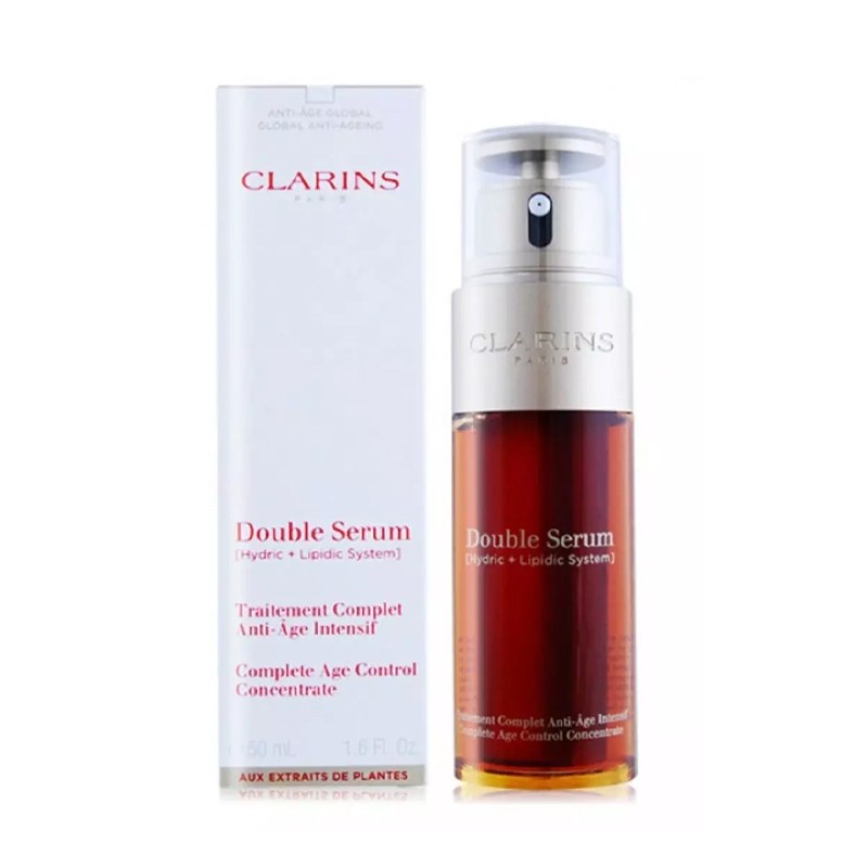 Clarins Double Serum Complete Age Control Concentrate 50ml (8th Generation) เซรั่ม เข้มข้ม ต่อต้านความร่วงโรยแห่งวัย 50มิลลิลิตร (เจนเนอเรชั่นที่ 8)