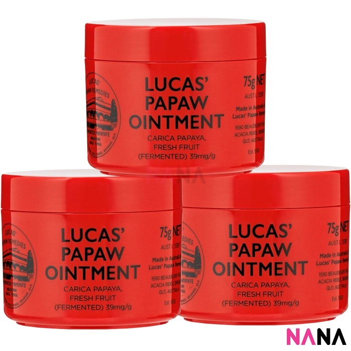 Lucas Papaw Ointment Bottle 75g x 3pcs บาล์มสารพัดประโยชน์แบบกระปุก 75 กรัม 3 ชิ้น