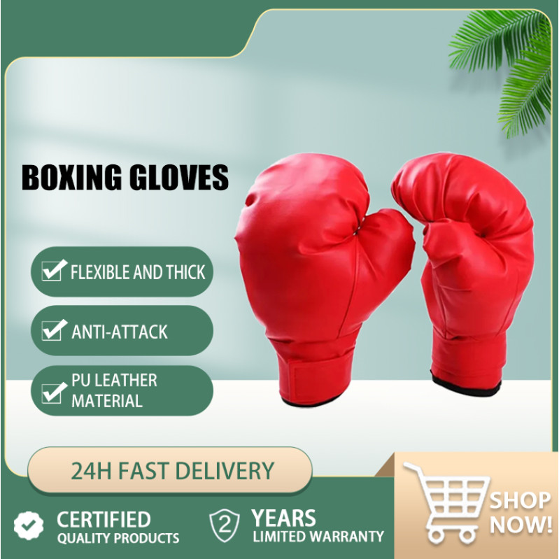 นวมชกมวย นวมชกมวยผู้ใหญ่ ถุงมือมวย หนัง นวมชกมวย2คู่ ปรับขนาดได้ หนัง PU ถุงมือฝึกซ้อม Boxing Glove