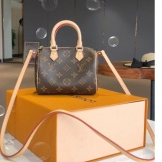 กระเป๋าทรงหมอน LV มือสอง M61252 Monogram Nano Speedy mini bag Boston