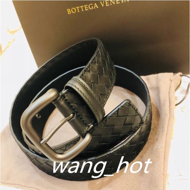 มือสอง BV Bottega Veneta Bottega Veneta เข็มขัดทอหนังลูกวัวรุ่นกว้างเข็มขัด 4cm เข็มขัด 173784 สีดำจ