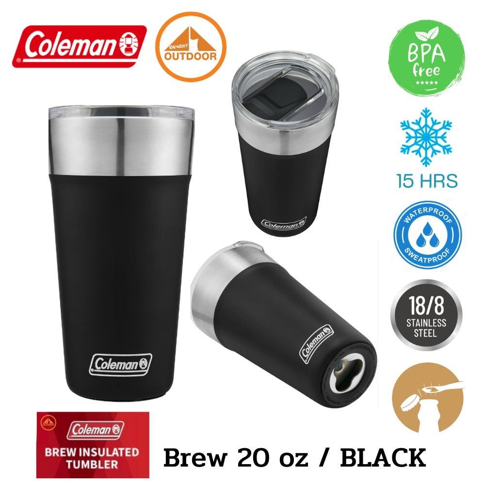 Coleman Tumbler 600 ml. #Black แก้วสแตนเลสโคลแมนแท้ | เก็บความเย็น | พร้อมที่เปิดขวด
