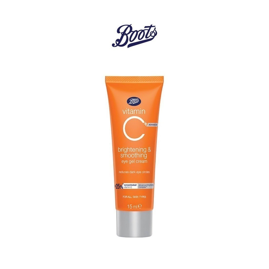 BOOTS VITAMIN C บู๊ทส์ วิตามิน ซี แอดวานซ์ ไบร์ทเทนนิ่ง แอนด์ สมูทติ้ง อาย เจล ครีม 15 มล