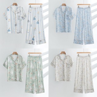 ชุดนอน Muslin pajamas [ โค้ด MUSSEP130 ลด 130 ฿]ผ้าเยื่อไผ่ (รุ่น B407,B408,B409,B410,B411)