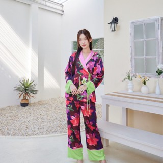 ชุดนอน Muslin pajamas [ โค้ด MUSSEP130 ลด 130 ฿]Silk Satin ( รุ่น P1063 )