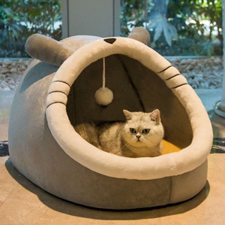 ☂ครอกแมว Four Seasons Universal ฤดูหนาว WARM Cat House กึ่งปิดเสื่อแมว Sleeping Kennel ฤดูหนาวแมวอุปกรณ์