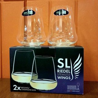 RIEDEL STEMLESS WINGS RIESLING/CHAMPAGNE GLASS set of 2 (with box)