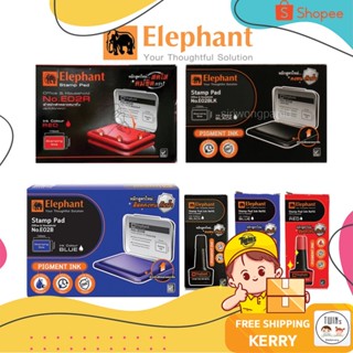 ถูกสุด แท่นประทับ ตราช้าง Elephant หมึกดำ แดง น้ำเงิน รุ่น E02 และไส้เติมน้ำหมึก