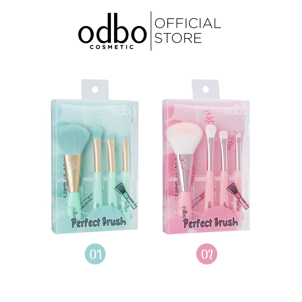 ODBO PERFECT BRUSH OD844 เซ็ทแปรงแต่งหน้า 4 ชิ้น พร้อมกระเป๋าใส่แปรง