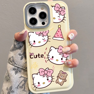 เคสโทรศัพท์มือถือ แบบนิ่ม ลายเฮลโลคิตตี้ ป้องกันเลนส์ สําหรับ iPhone 14Promax 13 12 11 7Plus X XR xsmax