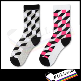 ถุงเท้าลาย 3​ มิติ​ ขนาด Free Size 3D Square Socks_A71