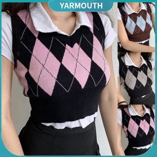 Yyr_ เสื้อถัก แขนกุด แบบสวมหัว