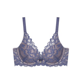 Triumph เสื้อชั้นในมีโครง ดันทรง รูปแบบ Deep V รุ่น Luxe Lace WHU DV รหัส 10210411 สีน้ำเงิน 4098