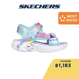 Skechers สเก็ตเชอร์ส รองเท้าแตะเด็กผู้หญิง Girls S-Lights Unicorn Dreams Explorer Majestic Bliss Sandals - 302682N-PRMT Lights, Magical Collection, Thematic