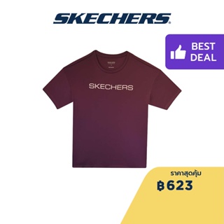 Skechers สเก็ตเชอร์ส เสื้อยืดแขนสั้นผู้หญิง Women Performance Running Short Sleeve Tee - SP22Q4W366-WINE