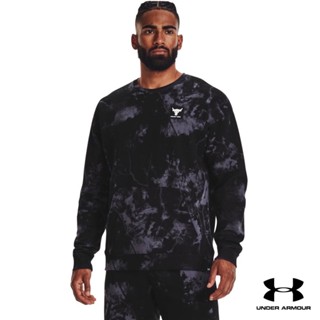 Under Armour UA Mens Project Rock Rival Fleece Disrupt Printed Crew อันเดอร์ อาร์เมอร์ เสื้อออกกำลังกายสำหรับผู้ชาย