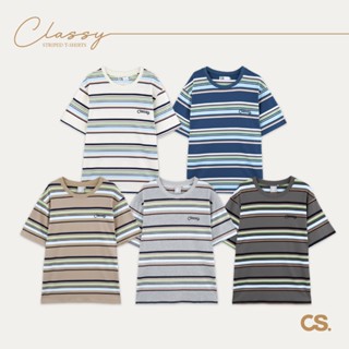 URTHE_CLASSY - เสื้อยืด แขนสั้น ลายทาง New Logo รุ่น STRIPED T-SHIRT 5 สี S M L XL