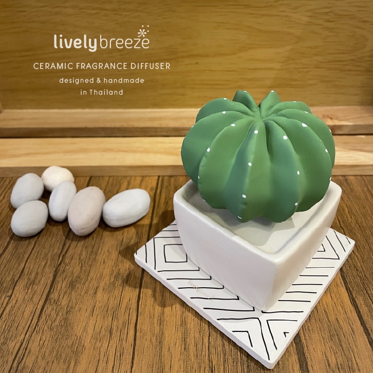 LIVELY BREEZE เครื่องหอมเซรามิกกระบองเพชร Dotti (Dotti Cactus Ceramic Diffuser) HANDMADE in THAILAND