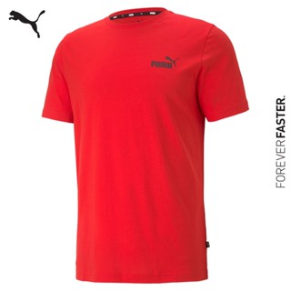 PUMA BASICS - เสื้อยืดคอกลมผู้ชาย Essentials Small Logo Tee สีแดง - APP - 58666811