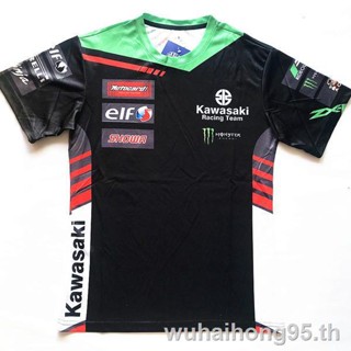 【ขายดี】 ◐เสื้อยืดแขนสั้น ลายทีมแข่งรถจักรยานยนต์ kawasaki SBK