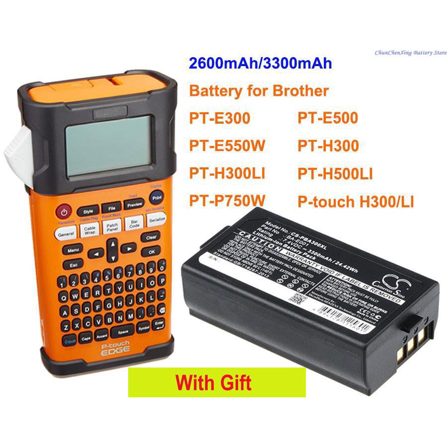 OrangeYu 2600mAh/3300mAh Battery BA-E001 for Brother PT-E300, PT-E500, PT-E550W, PT-H300, PT-H500LI,