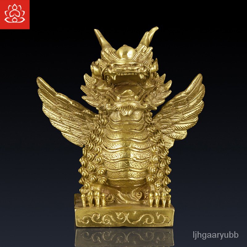 Pure Brass Copper Kylin Unicorn Decorations Copper Flying Kirin Home Ornament Living Room Office For