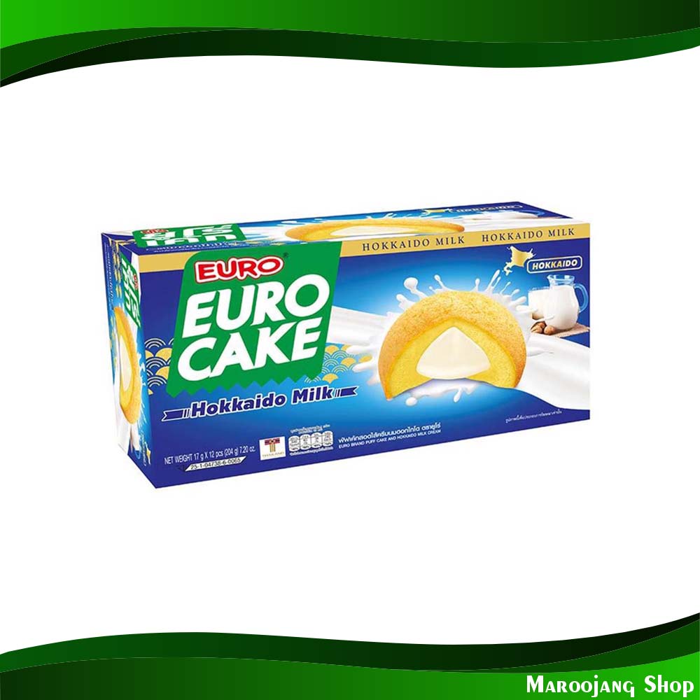 เค้ก นมฮอกไกโด ยูโร่ 17 กรัม x 12 ชิ้น Hokkaido Milk Cake Euro