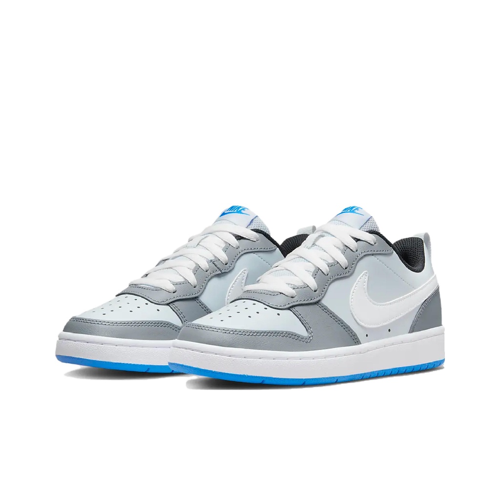 ✱Nike Court Borough Low รองเท้าผู้หญิง Nike ใหม่รองเท้าผ้าใบลำลองต่ำสุดสีเทาและสีขาว BQ5448-019