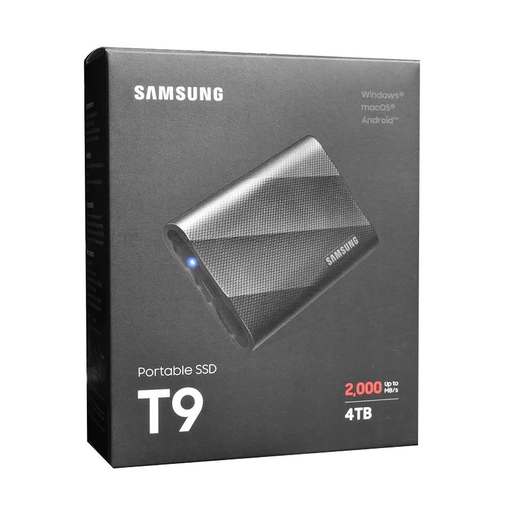Samsung 4TB T9 Portable SSD (Black) MU-PG4T0B - USB 3.2 Gen 2x2, up to 2000MB/s