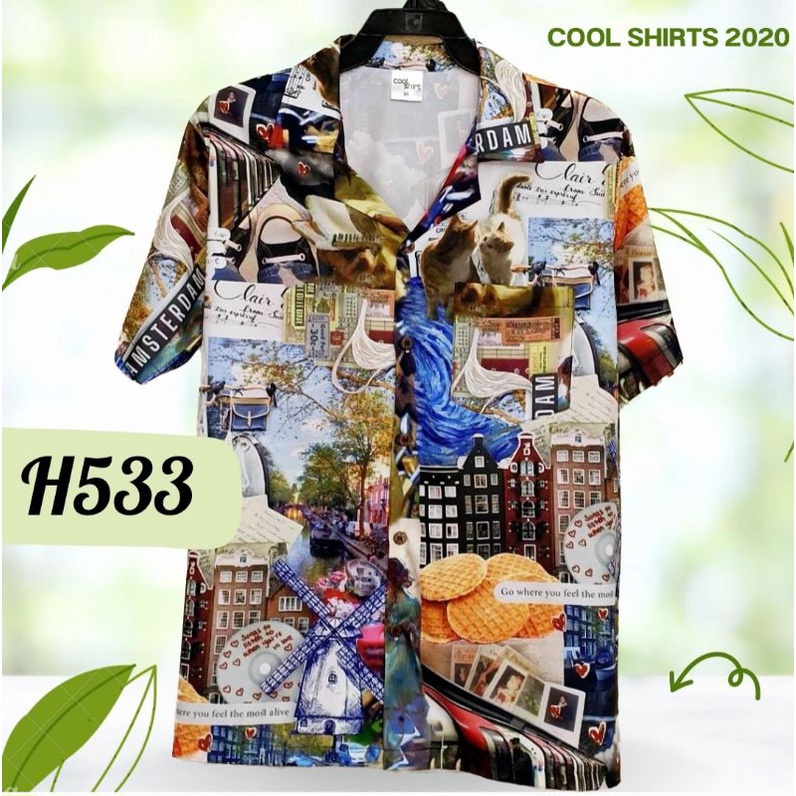 เสื้อฮาวาย ผ้าไหมอิตาลี H533