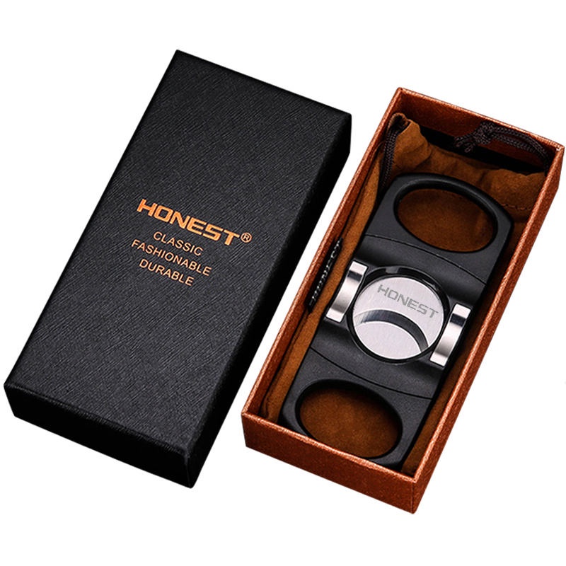◇๑♞กรรไกรซิการ์ Baicheng Guillotine 304 สแตนเลสสตีล Double-edged แบบพกพา Sharp Hole ชุดเครื่องตัดหิมะ