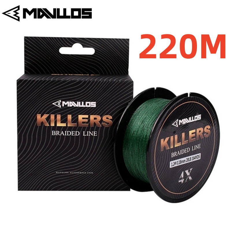 สายเอ็นตกปลา PE แบบถัก 24 ชั่วโมง 220 เมตร 4 เส้น 47-80 ปอนด์