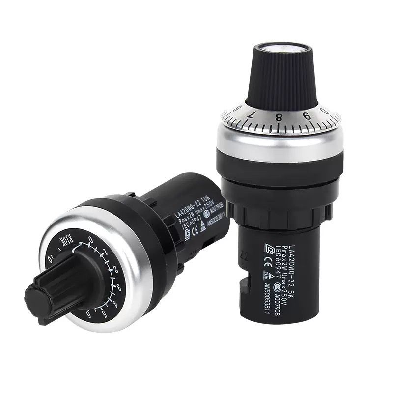 ஐ♤Frequency converter precision speed regulation potentiometer with scale knob 22mm LA42DWQ-22 1K 2K