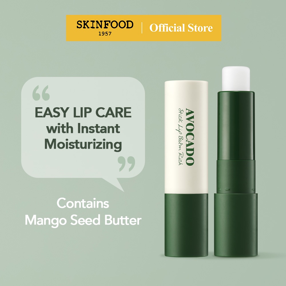 [SKINFOOD Official] ลิปมันอะโวคาโดแบบแท่ง 3.4g ขนาดกระทัดรัด พกพาสะดวก ให้ความชุ่มชื้นได้อย่างยาวนาน  Avocado Stick Lip Balm