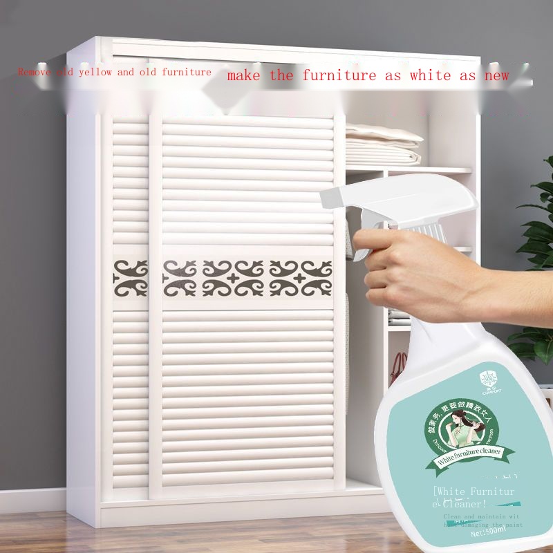 ☋✇✜น้ำยาทำความสะอาดเฟอร์นิเจอร์สีขาว การปนเปื้อนและสิ่งประดิษฐ์ที่เป็นสีเหลือง ตู้ไม้อเนกประสงค์สำหรับทำความสะอาดในครัวเ - รูปที่ 3