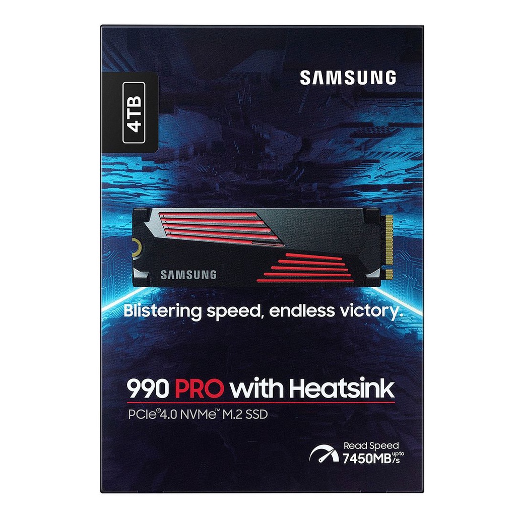 Samsung 990 PRO 4TB PCIe 4.0 NVMe M.2 2280 SSD with Heatsink (MZ-V9P4T0CW) - PS5 Compatible