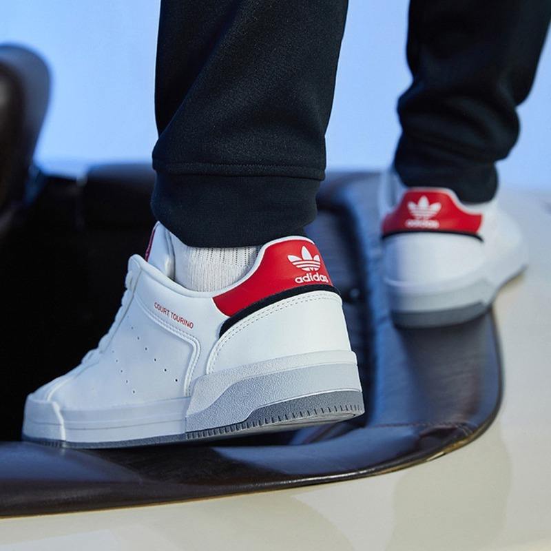 ✐ร้านค้าอย่างเป็นทางการของ Adidas Adidas Clover COURT TOURINO รองเท้าผ้าใบสีขาวสำหรับผู้ชายและผู้หญิง