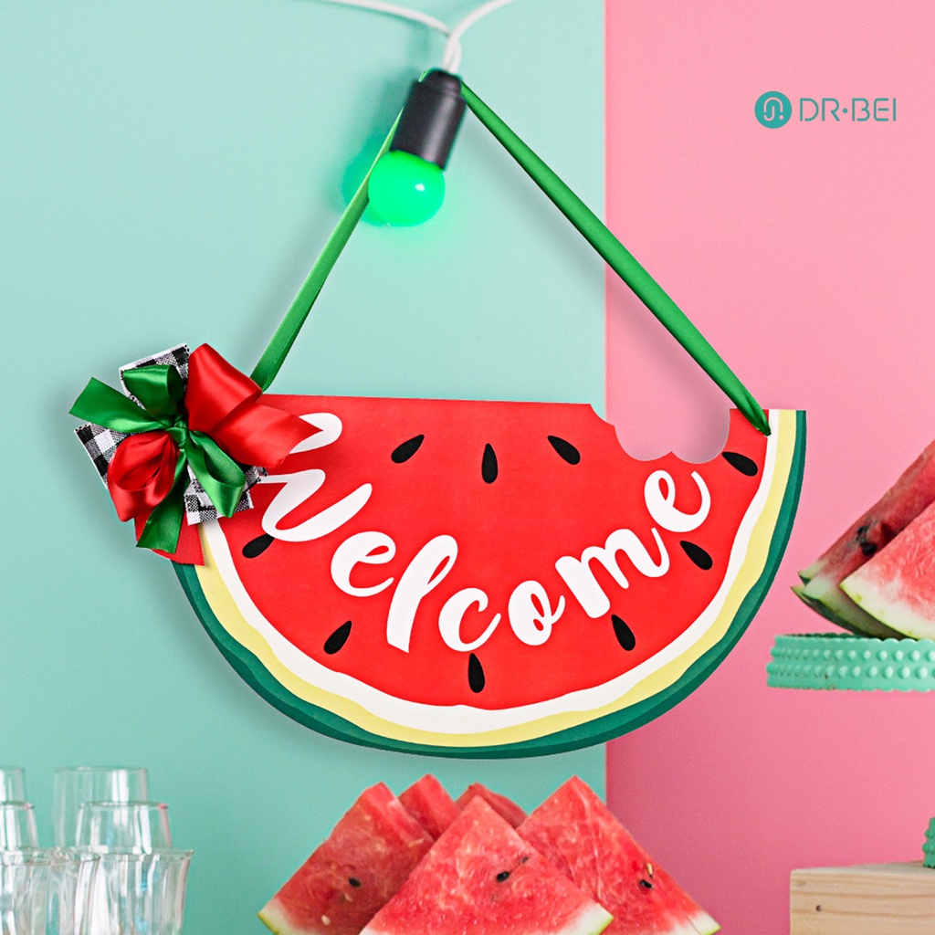 ป้ายไม้ Welcome ลายแตงโม สําหรับแขวนตกแต่งประตูบ้าน