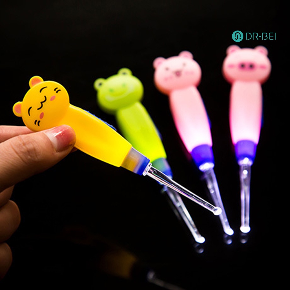 Dr BEI ช้อนแคะหู ลายการ์ตูนสัตว์ มีไฟ LED ทําความสะอาดหู สําหรับเด็ก