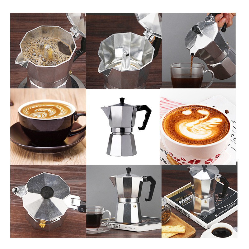 [St.Coco Cafe]หม้อต้มกาแฟสด moka pot อลูมิเนียม ขนาด 3 ถ้วย/150มล.6 ถ้วย/300 มล.แบบพกพา - รูปที่ 3