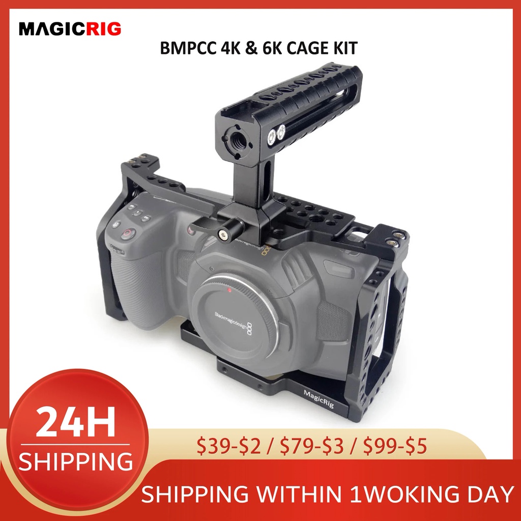 MAGICRIG Camera Cage พร้อมที่จับ NATO สำหรับ Blackmagic Pocket Cinema Camera BMPCC 4K &amp; 6K To Mount ไมโครโฟน Monitor Fla