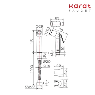 Karat Faucet ชุดสายฉีดชำระ สายสแตนเลส ยาว 120 ซม. สีโครเมี่ยม รุ่น KA-09-311-50