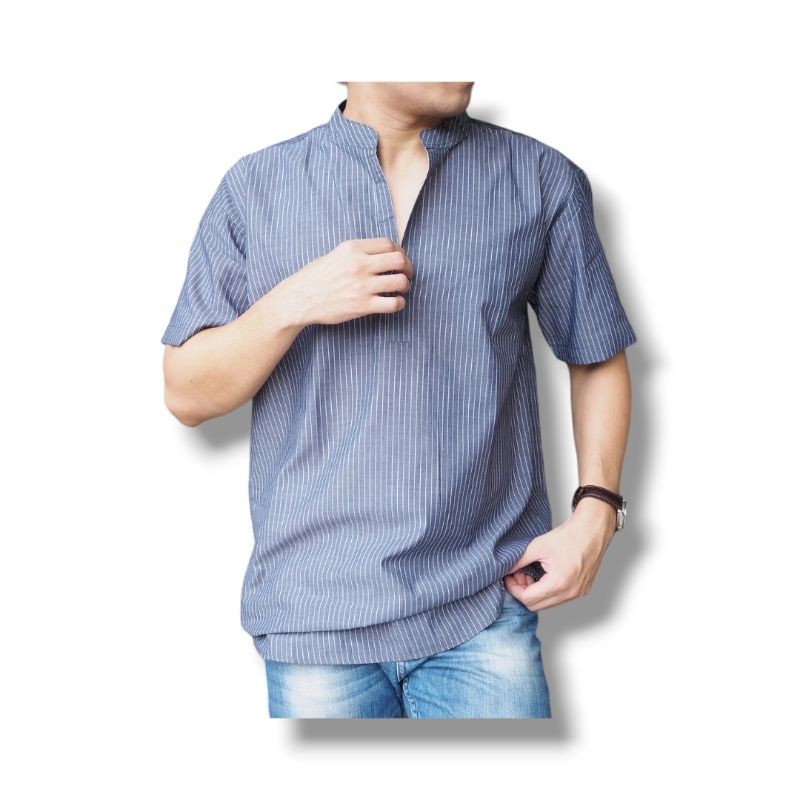 เสื้อเชิ้ต คอโปโล ลายริ้ว เสื้อเชิ้ตผู้ชายแขนยาว เสื้อเชิ้ตแบบลายริ้ว