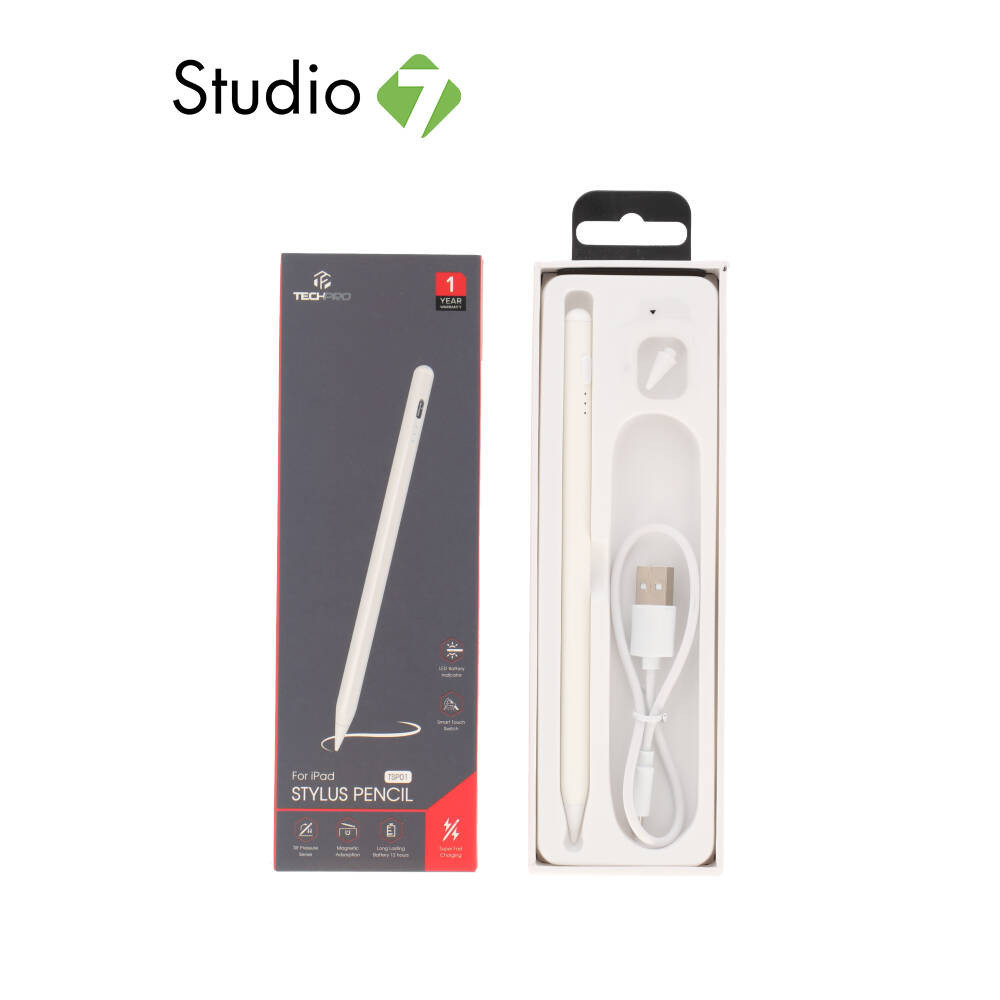 ปากกาสไตลัส TECHPRO Stylus Pencil TSP01 White by Studio 7